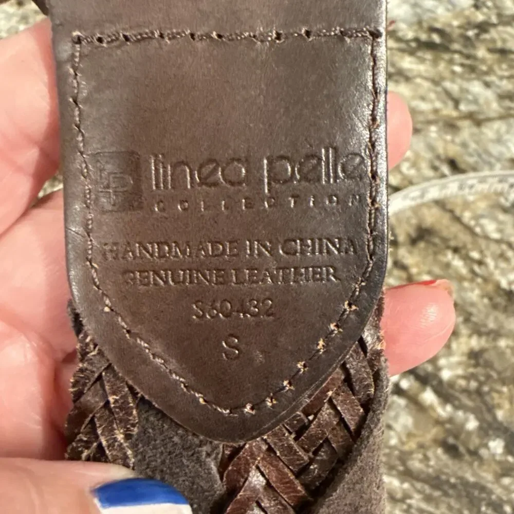 Linea Pelle Women’s brown braided leather belt Size Small G Leather
